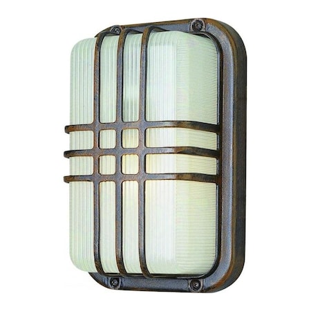One Light Black Frosted Polycarbonate Rectangle Ribbed Glass Marine